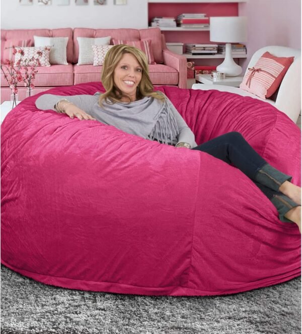ULTIMATE SACK 6ft Bean Bag Chair & Footstool, Oversize Bean Bag Chair for Adults, Comfy Chair Bean Bag Couch Lounge Sofa Loveseat Furniture | Pink Fur