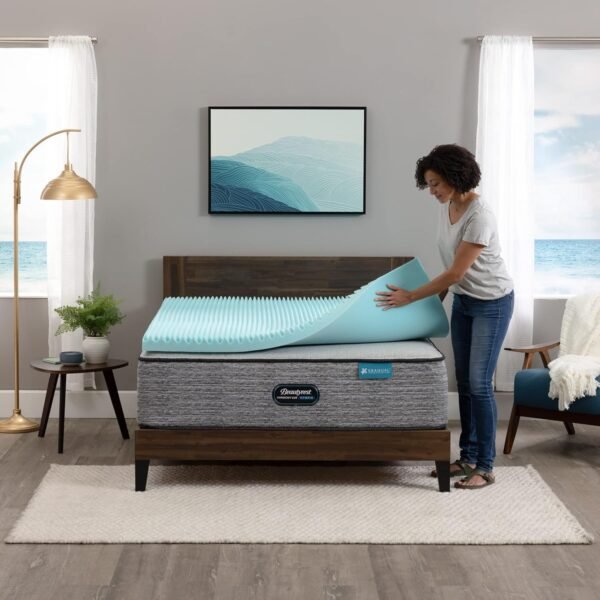 Beautyrest Cool Wave Plus Convoluted Pressure-Relieving Memory Foam Mattress Topper, Twin XL, 3-Inch,Blue - Image 3