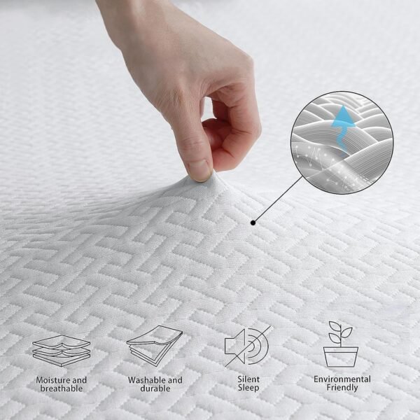 4 Inch Gel Memory Foam Mattress Topper Twin XL Size, High Density Ventilated Memory Foam Bed Mattress Topper for Back Pain,Non-Slip Design with Removable Bamboo Cover - Image 5