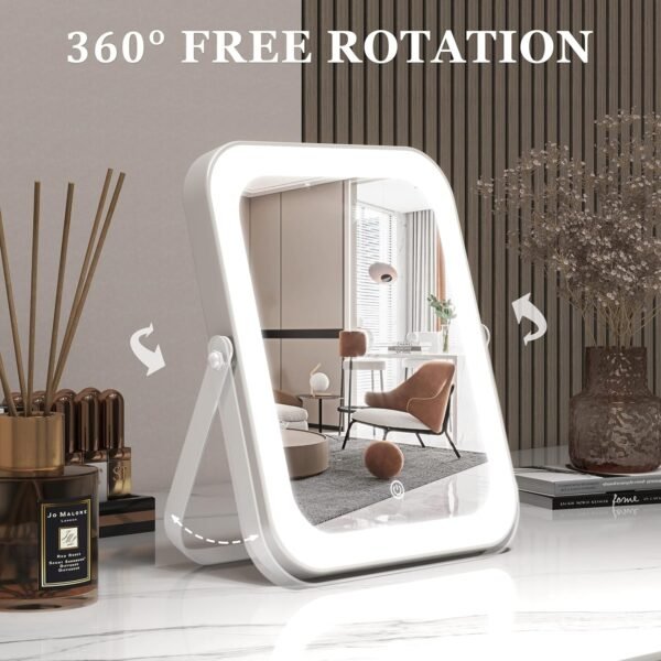 8"x10" Lighted Vanity Mirror, Makeup Mirror with Light, Dimmable Touch Screen, Portable Travel Mirror with U-Shaped Bracket, Cosmetic Mirror with Lights for Makeup Desk ＆ Dressing Room - Image 5