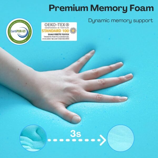 Mattress Topper Queen, 3 Inch Queen Memory Foam Mattress Topper, Cooling Gel Mattress Topper for Cooling Sleep, High Density Cooling Pad Pressure Relief Bed Topper for Back Pain, Queen Size - Image 3