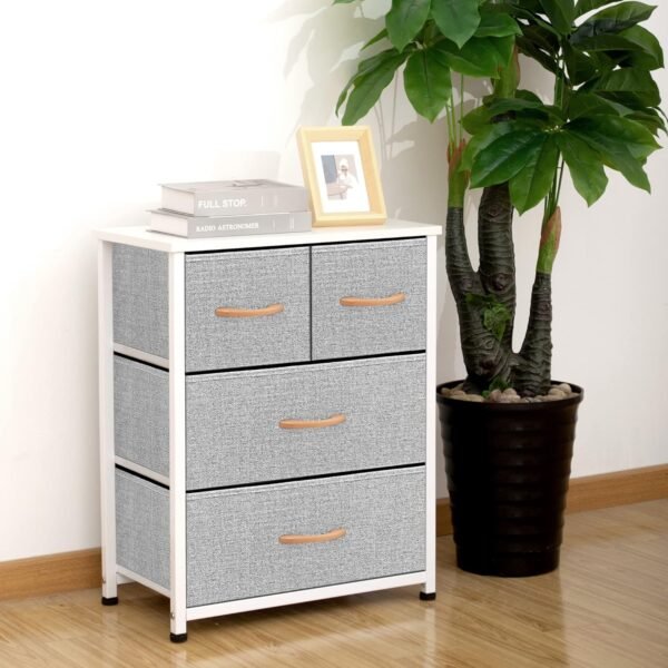 AZL1 Life Concept Dresser Storage Furniture Organizer-Large Standing Chest for Bedroom, Office, Entryway, Living Room and Closet-4 Removable Fabric Drawers, Light Grey - Image 3