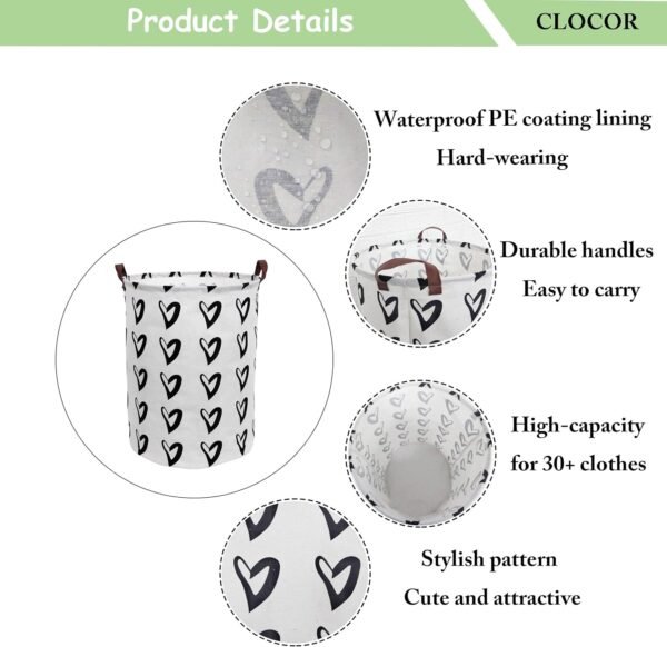 CLOCOR Toy Large Storage Bin-Cotton Storage Basket-Round Gift Basket with Handles for Toys,Laundry,Baby Nursery(Love Heart) - Image 6