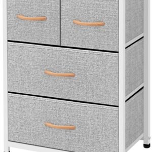 AZL1 Life Concept Dresser Storage Furniture Organizer-Large Standing Chest for Bedroom, Office, Entryway, Living Room and Closet-4 Removable Fabric Drawers, Light Grey