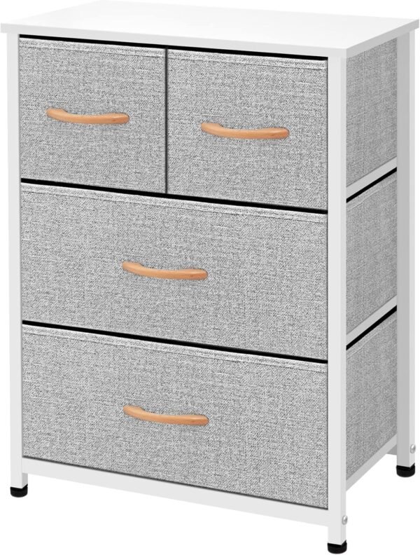 AZL1 Life Concept Dresser Storage Furniture Organizer-Large Standing Chest for Bedroom, Office, Entryway, Living Room and Closet-4 Removable Fabric Drawers, Light Grey