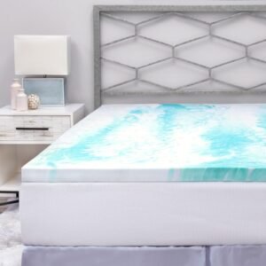 BioPEDIC 2-Inch Twin Size Mattress Topper, iCOOL Tech and Gel Swirl Medium Plush Memory Foam Mattress Topper, CertiPUR-US Certified, White, Twin Size (75″ L x 39″ W x 2″ H)