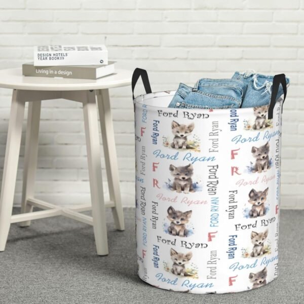 Personalized Wolf Baby Laundry Hamper Kids Name Laundry Baby Baskets Waterproof Storage Bin Custom Clothes Nursery Hampers Collapsible Hamper Baby Gift Baskets for Boy Girl - Image 6