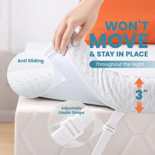 Memory Foam Mattress Topper Queen Size, AprLeaf 3 Inch Cooling Mattress Topper with Removable Cover, Medium Firm Mattress Topper for Back Pain Comfort Sleep - Image 5