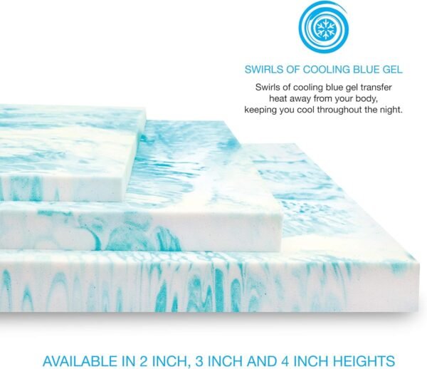 BioPEDIC 2-Inch Twin Size Mattress Topper, iCOOL Tech and Gel Swirl Medium Plush Memory Foam Mattress Topper, CertiPUR-US Certified, White, Twin Size (75" L x 39" W x 2" H) - Image 9