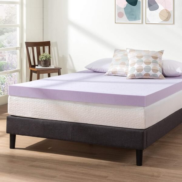 Mellow 4 Inch Ventilated Memory Foam Mattress Topper, Soothing Lavender Infusion, CertiPUR-US Certified, Queen - Image 2