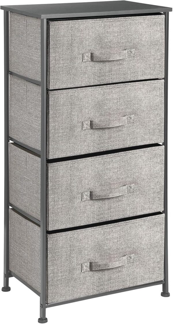 mDesign Tall Dresser Storage Tower Stand with 4 Removable Fabric Drawers - Steel Frame, Wood Top Organizer for Bedroom, Entryway, Closet - Lido Collection - Black/Graphite Gray - Image 8
