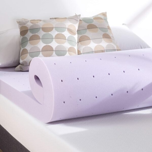 Mellow 4 Inch Ventilated Memory Foam Mattress Topper, Soothing Lavender Infusion, CertiPUR-US Certified, Queen - Image 3