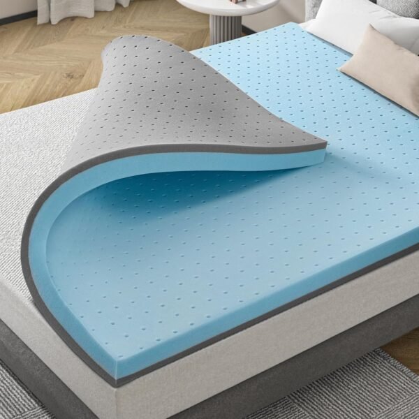 Maxzzz 3 Inch Memory Foam Twin Size Mattress Topper - Medium Firm Cooling Gel-Infused Memory Foam - Pressure Relieving - Dorm Room Essentials - CertiPUR Certified-Twin, Blue - Image 3