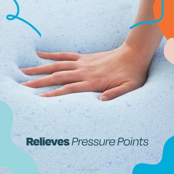 LINENSPA Memory Foam Mattress Topper - 2 Inch Gel Infused Memory Foam - Plush Feel - Cooling and Pressure Relieving - CertiPUR Certified - Dorm Room Essentials - Short Queen Size - Image 4