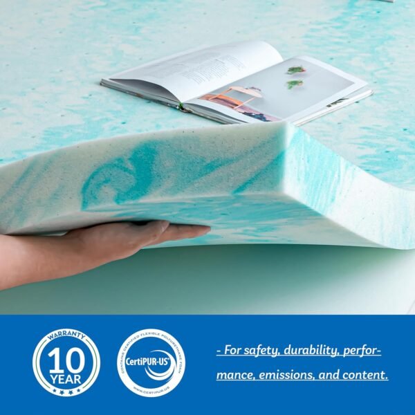 CH CHARME HOUSE 2 Inch Twin Memory Foam, Gel Infusion, CertiPUR-US Certified, Bedroom Essentials, Blue Mattress Topper - Image 2