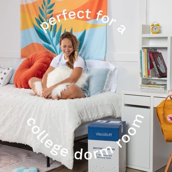 ViscoSoft Reflex Twin XL Memory Foam Mattress Topper 2 Inch - Extra Long - Cooling Gel Mattress Pad CertiPUR-US Certified - Perfect for College Dorms - Image 6