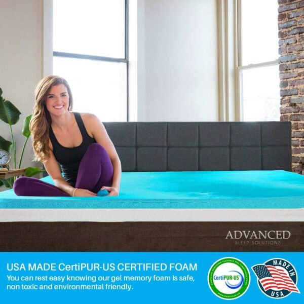 Gel Memory Foam Mattress Topper Twin Extra Long, Plush 2 Inch Thick, Premium Gel Infused Twin XL Memory Foam Mattress/Bed Topper/Pad for a Cool, and Comfortable Sleep. Made in The USA - Image 2