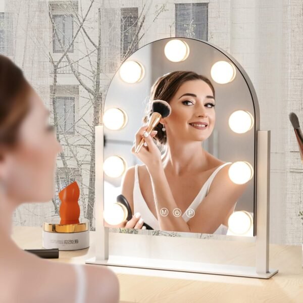 MCDAMCN Vanity Mirror with Lights,Tabletop Makeup Mirror with 9 LED Lights Smart Touch Control 3 Colors Light 360°Rotation - Image 7