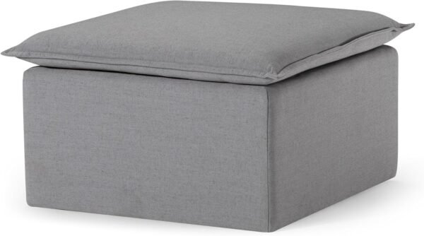 Maven Lane Claude Small Square Rustic Upholstered Ottoman, Cushioned Footrest for Living Room Couch, Chair, or Dorm Room in Slate Fabric Upholstery