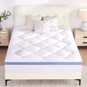 BDEUS Twin XL Mattress Topper for College Dorm, 900 GSM Extra Thick Cloud Mattress Pad Cover, 3D+7D Snow Down Alternative Bed Topper, Plush Pillow Top with 8-21 Inch Deep Pocket – 39″x80″ White