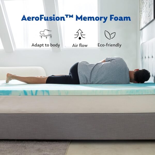 Queen Mattress Topper 3 Inch Memory Foam Mattress Topper with Cooling Gel Infusion, Mattress Topper in a Box, CertiPUR-US Certified, 60”x80”, Blue - Image 5