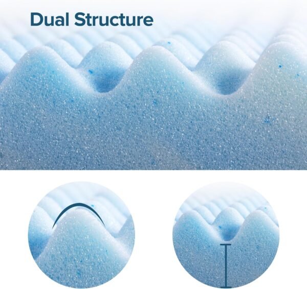 ZINUS 2 Inch Swirl Gel Cooling Memory Foam Mattress Topper, Smaller, More Convenient WonderBox Packaging, Cooling, Airflow Design, CertiPUR-US Certified, Twin XL - Image 3