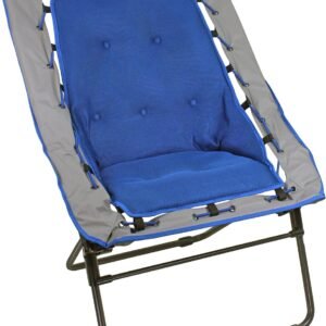 Zenithen Foldable Rectangular Air Mesh Indoor Outdoor Bungee Chair, Perfect for Dorm Rooms, Movie Nights, Bedrooms, Reading, Gaming, Journaling, Relaxing, Blue/Grey (Pack of 1)