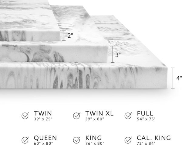 BioPEDIC 2-Inch Twin Size Mattress Topper, Bamboo Charcoal Infused Medium Plush Memory Foam Mattress Topper, CertiPUR-US Certified, White, Twin Size (75" L x 39" W x 2" H) - Image 7