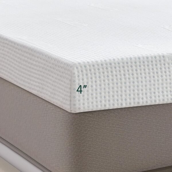 CHUN YI 4 Inch Memory Foam Mattress Topper Twin XL Size, High Density Cooling Gel-Infused Bed Topper for College Dorm, Ventilated Mattress Pad with Breathable Rayon from Bamboo Cover - Image 9