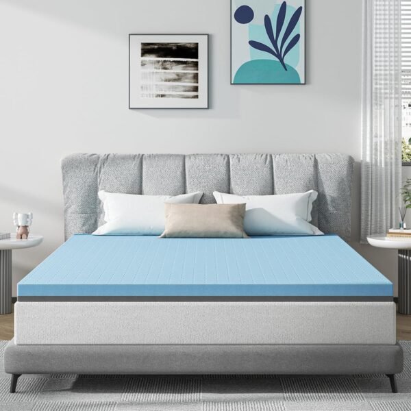 Maxzzz 3 Inch Memory Foam Twin Size Mattress Topper - Medium Firm Cooling Gel-Infused Memory Foam - Pressure Relieving - Dorm Room Essentials - CertiPUR Certified-Twin, Blue - Image 2