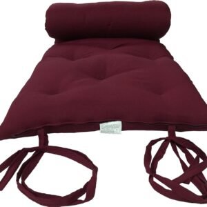D&D Futon Furniture Twin Size Burgundy Traditional Japanese Floor Rolling Futon Mattresses, Foldable Cushion Mats, Yoga, Meditation 80 x 39 x 3