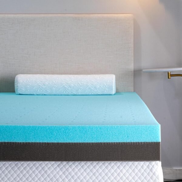 4 Inch Mattress Topper Ventilated Gel Memory Foam Support with Bonus Cover, Dual Layer Free Cover, CertiPUR-US, TwinXL