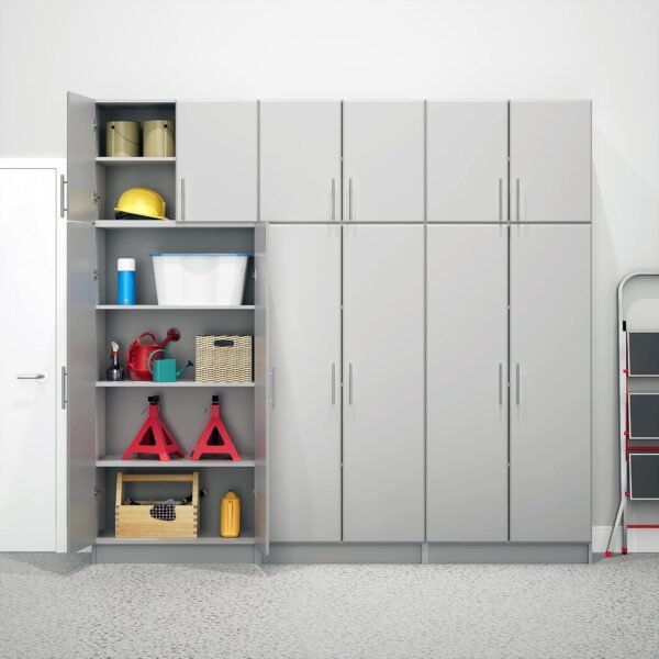 Prepac Light Gray Cabinet: Elite Wall Cabinet, GEW-3224 Garage Cabinet with Storage Shelf, Stackable 16"D x 32"W x 24"H, Perfect as a Garage Storage Cabinet with Doors and Shelves - Image 6