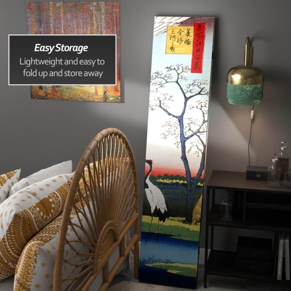 Oriental Furniture 6 ft. Tall Double Sided Hiroshige Room Divider - Cranes/Fox Fire - Image 3