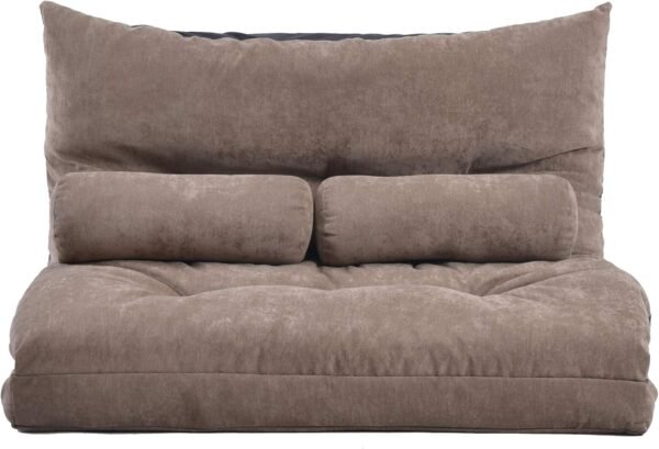 Harper & Bright Designs Adjustable Floor Sofa Couch with 2 Pillows, Foldable Lazy Sofa Sleeper Bed for Reading Gaming Sleeping(Light Brown) - Image 2