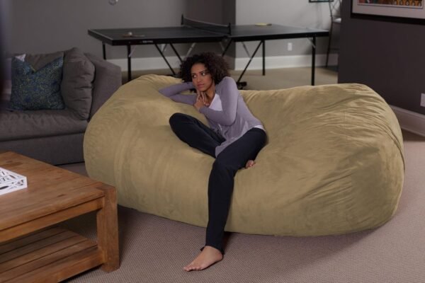 Sofa Sack Bean Bag Lounger - Plush Bean Bag Sofas with Super Soft Microsuede Cover - XL Memory Foam Stuffed Lounger Chairs for Kids, Adults, Couples - Jumbo Bean Bag Chair Furniture - Camel 7.5' - Image 2