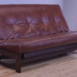 Colorado Reclaim Mocha Frame and Mattress Set w/Choice of Fabrics, 7 Inch Cotton and Foam Futon Sofa Bed Full Size Aspen Style (Frame w/Saddle Leather)