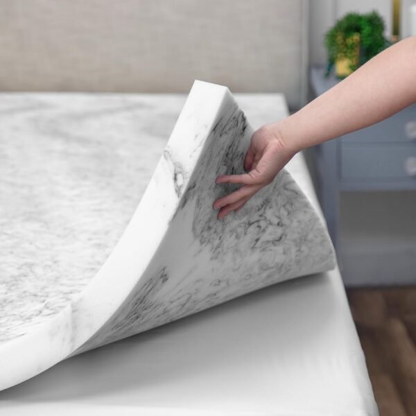 BioPEDIC 2-Inch Twin Size Mattress Topper, Bamboo Charcoal Infused Medium Plush Memory Foam Mattress Topper, CertiPUR-US Certified, White, Twin Size (75" L x 39" W x 2" H) - Image 3