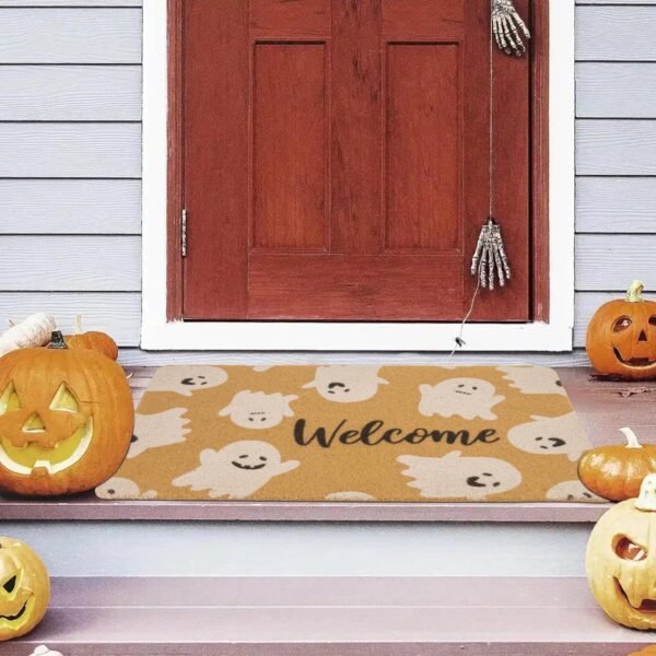 Spider Web Dark Coir Doormat - Half Circle Non-Slip Welcome Door Mat Halloween Decor Mat 17x29 inch Indoor Mat (Ghost, 17''x29'') - Image 7