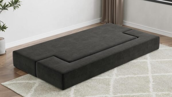 Luoxiao Folding Sofa Bed 2-in-1 Convertible Twin Sleeper Sofa Futon with 2 Pillows - Floor Couch & Bed Mattress for Apartments, College Dorms, Guest Room, Living Room, Dark Grey - Image 5