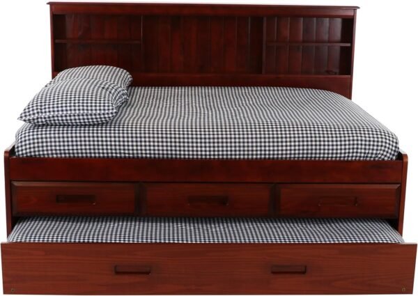 Discovery World Furniture Full Bookcase Daybed with 3 Drawers and Twin Trundle, Merlot - Image 2