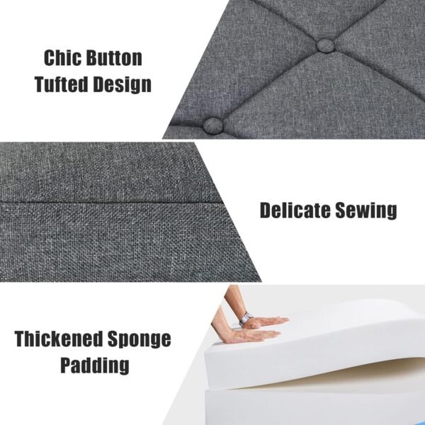 GOFLAME Upholstered Wall Mounted Headboard, Twin Size Tufted Button Linen Fabric Headboard for Bedroom & Guest Room, Easy Assembly (Grey) - Image 6
