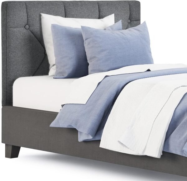 Giantex Upholstered Headboard for Twin/Twin XL Size Bed, Wall Mounted Twin Headboard Only, Modern Linen Button Tufted Headboard for Bedroom, Attachment Device Included, College Dorm Headboard, Grey - Image 8