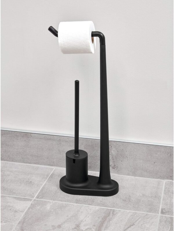 iDesign Cade BPA-Free Plastic Toilet Paper Bowl Brush Set, Tissue Stand Plus, Matte Black - Image 2