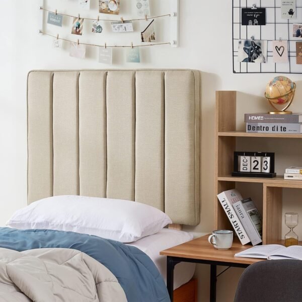 Tavira Allure® College Dorm Headboard - Broad Panel - Linen Beige - Image 2