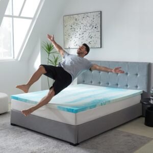 Queen Mattress Topper 3 Inch Memory Foam Mattress Topper with Cooling Gel Infusion, Mattress Topper in a Box, CertiPUR-US Certified, 60”x80”, Blue