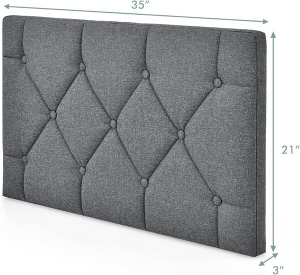 Giantex Upholstered Headboard for Twin/Twin XL Size Bed, Wall Mounted Twin Headboard Only, Modern Linen Button Tufted Headboard for Bedroom, Attachment Device Included, College Dorm Headboard, Grey - Image 2
