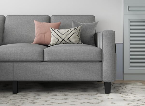 Sectional Couches for Living Room: L Shaped Couch with Storage Ottoman - Gray Sofa 3 Seater Furniture Set Modern Linen Fabric Futon Sleeper Sofas for Apartment Studio Small Space - Image 7
