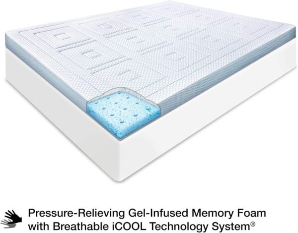 SensorPEDIC SensorCOOL 3-Inch Gel-Infused Mattress Topper, Twin, White - Image 2
