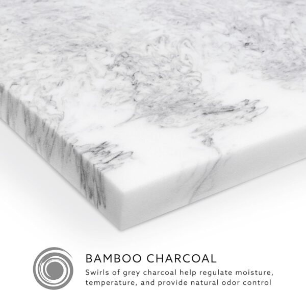 BioPEDIC 2-Inch Twin Size Mattress Topper, Bamboo Charcoal Infused Medium Plush Memory Foam Mattress Topper, CertiPUR-US Certified, White, Twin Size (75" L x 39" W x 2" H) - Image 4